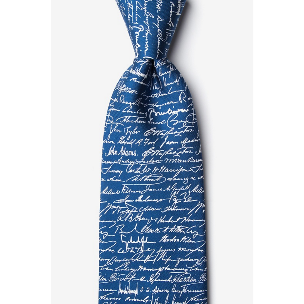 U.S. Presidential Signature Tie - Navy Blue